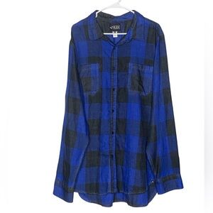 Rude Check Button Up Top